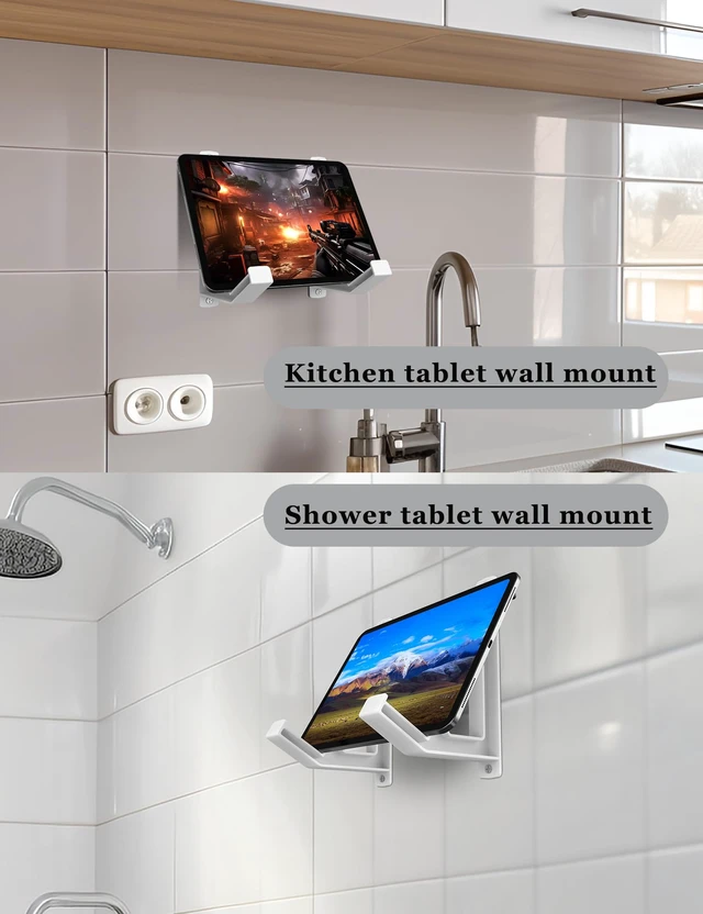 Alt view image 4 of 7 - Wall Mount Storage Organizer for Keyboard/Laptop/Tablet, (White) Universal, Wall Display Rack Holder for Electronics, Compatible with Wall Hangers for Pictures/Paintings/Frames/Books