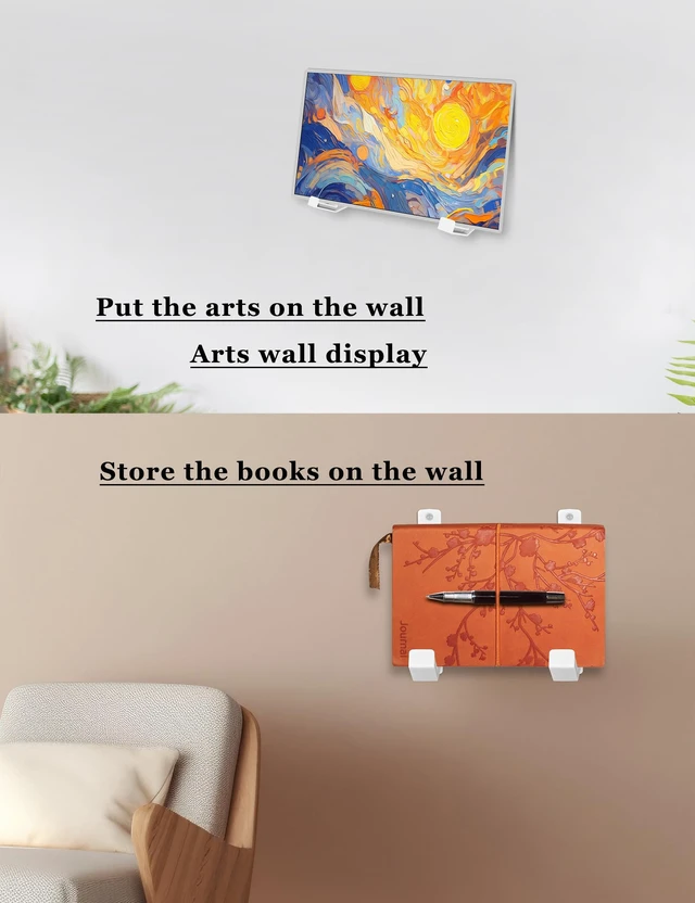 Alt view image 5 of 7 - Wall Mount Storage Organizer for Keyboard/Laptop/Tablet, (White) Universal, Wall Display Rack Holder for Electronics, Compatible with Wall Hangers for Pictures/Paintings/Frames/Books