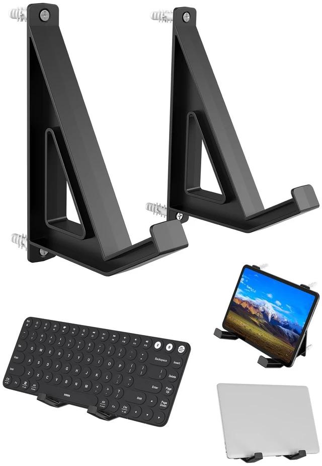 Main image of Universal Wall Mount for Keyboard/Laptop/Tablet, (Black) Storage Organizer Wall Display Rack Holder for Electronics, Wall Hangers for Pictures/ Paintings/ Frames/ Books