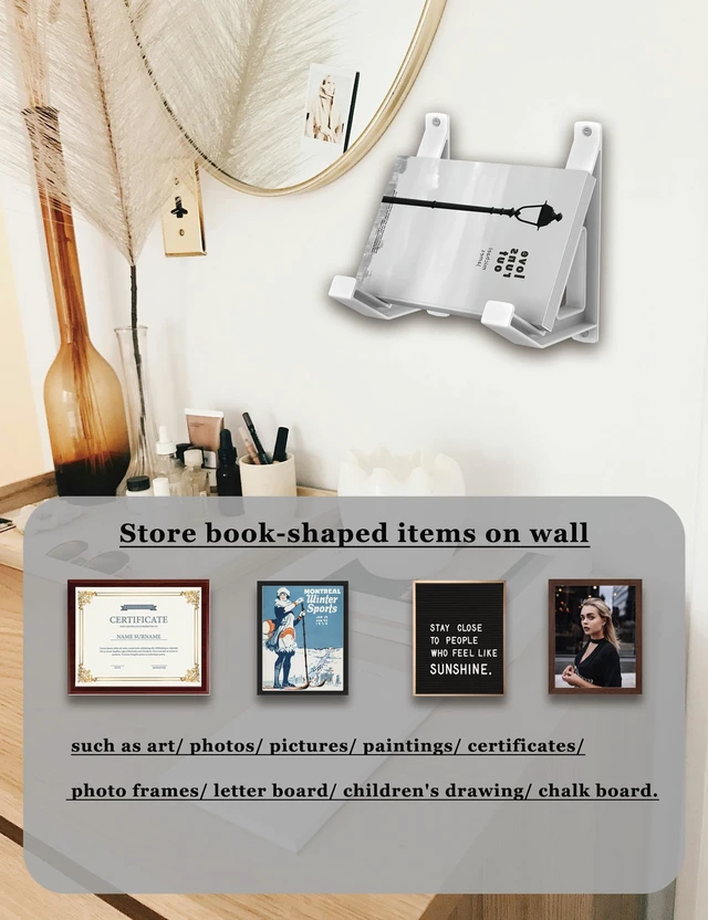 Alt view image 6 of 7 - Wall Mount Storage Organizer for Keyboard/Laptop/Tablet, (White) Universal, Wall Display Rack Holder for Electronics, Compatible with Wall Hangers for Pictures/Paintings/Frames/Books