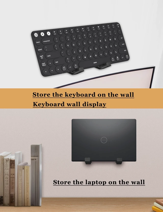 Alt view image 3 of 7 - Universal Wall Mount for Keyboard/Laptop/Tablet, (Black) Storage Organizer Wall Display Rack Holder for Electronics, Wall Hangers for Pictures/ Paintings/ Frames/ Books