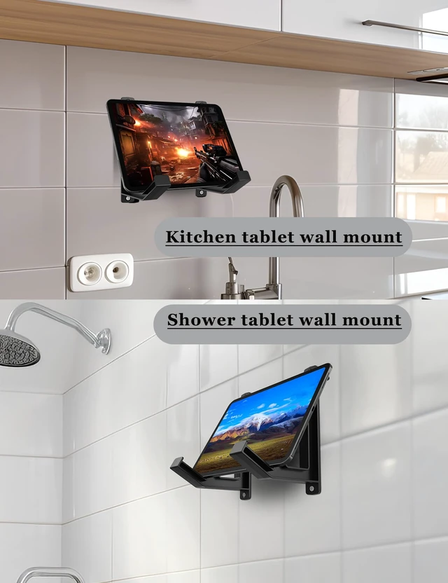 Alt view image 4 of 7 - Universal Wall Mount for Keyboard/Laptop/Tablet, (Black) Storage Organizer Wall Display Rack Holder for Electronics, Wall Hangers for Pictures/ Paintings/ Frames/ Books