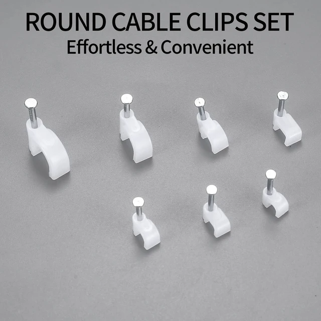 Alt view image 4 of 7 - 700 Pcs Cable Clips with Steel Nails, Cable Wire Cord Management Clips, White Ethernet Cable/Coax Cable/Cable Cord Holder Staples Clips with Tacks Nails for Wall, 4mm 5mm 6mm 8mm 10mm