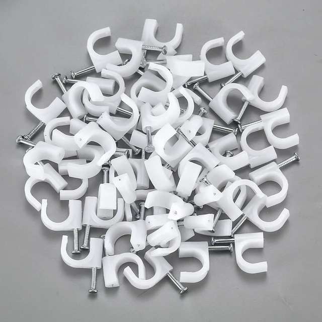 Alt view image 6 of 7 - 700 Pcs Cable Clips with Steel Nails, Cable Wire Cord Management Clips, White Ethernet Cable/Coax Cable/Cable Cord Holder Staples Clips with Tacks Nails for Wall, 4mm 5mm 6mm 8mm 10mm