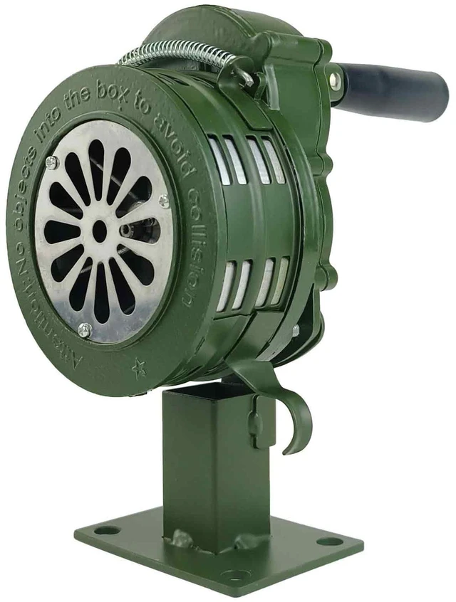 Main image of Hand Crank Air Raid Siren 110dB Base Mount Manual Emergency Alarm Base/table mount design,Loud enough for outdoor emergency & survival alerts, Durable construction