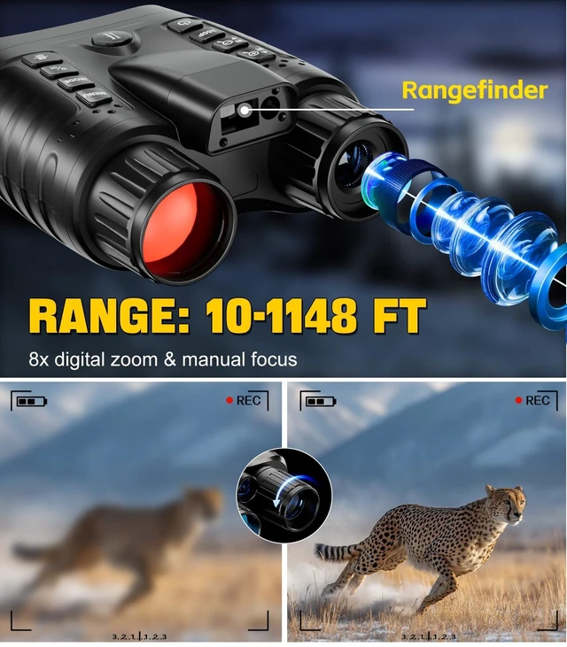 Alt view image 2 of 7 - 4K Night Vision Binoculars with 350m Rangefinder, 36MP32GB