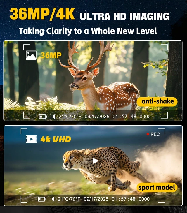 Alt view image 3 of 7 - 4K Night Vision Binoculars with 350m Rangefinder, 36MP32GB
