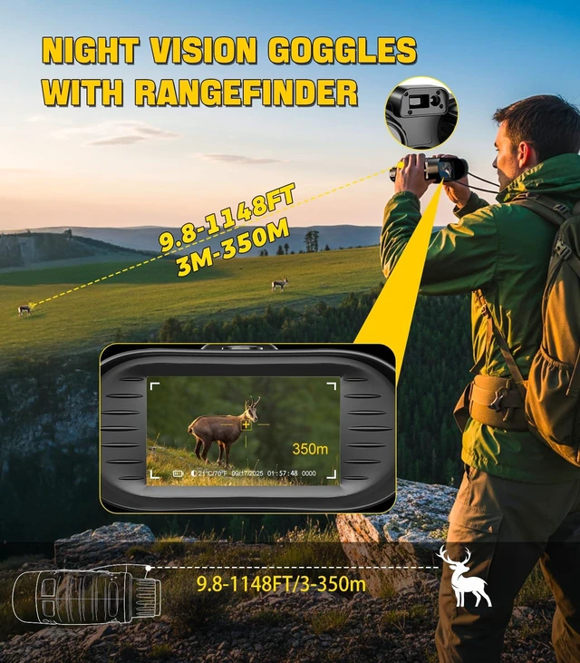Alt view image 6 of 7 - 4K Night Vision Binoculars with 350m Rangefinder, 36MP32GB