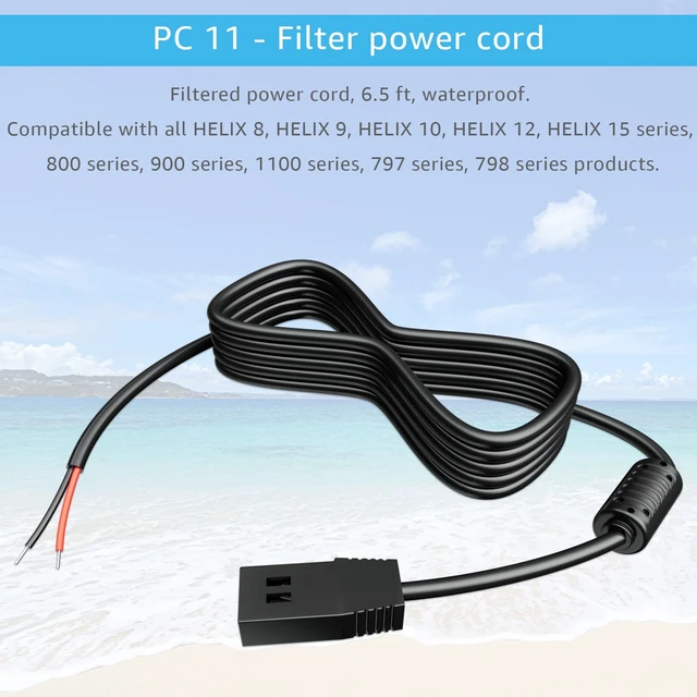 Alt view image 7 of 7 - PC 11 Filtered Power Cable Fit for Humminbird Helix 9/10/12/15 Fish Finders Compatible with 800 Series 900 Series 1100 Series Products 797 798, 720057-1 (6.5 Feet)