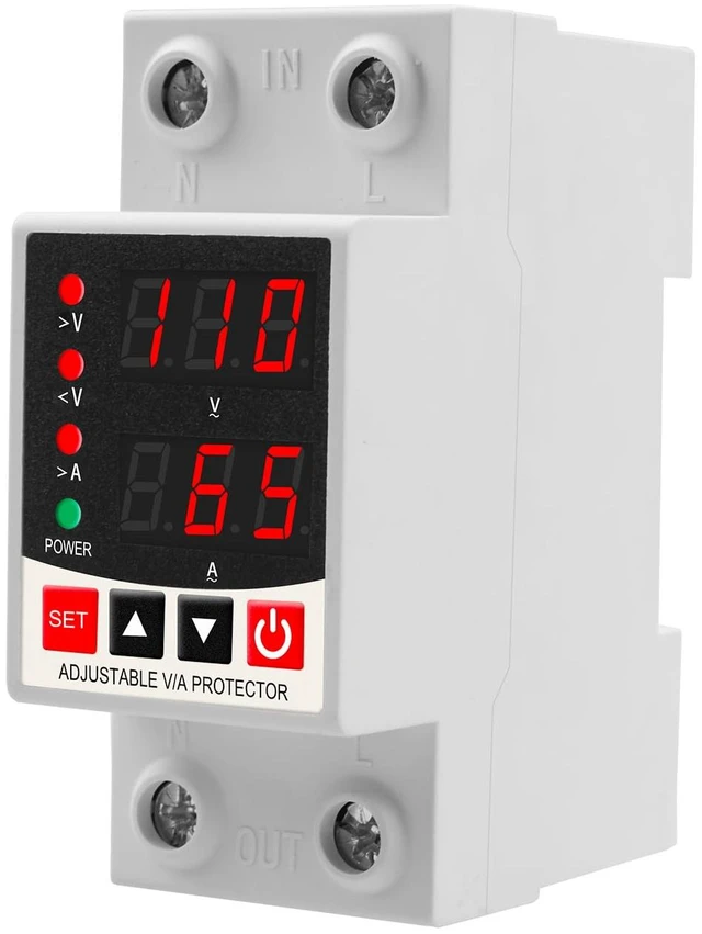 Main image of Adjustable V/A Protector Over/Under Voltage & Overcurrent Protection Intelligent Relay Reset Protector Voltage Output Stabilizer for Home Office Appliance, AC110V DC85-300V 63A, Din Rail Mount