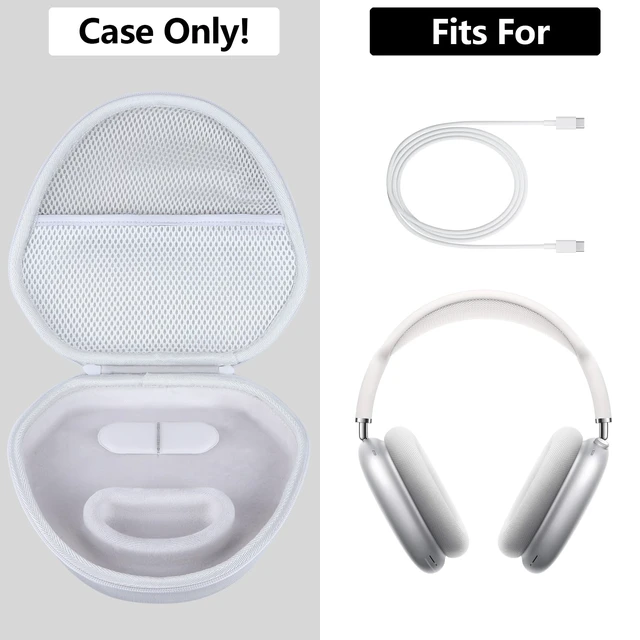Alt view image 3 of 7 - Hard Case Replacement for Apple Airpods Max Over-Ear Headphones Hard Shell Shockproof, Portable Headphone Storage, Mesh Bag Organizer, Lightweight Travel