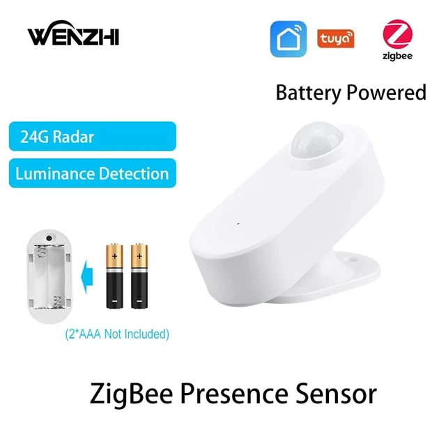 Alt view image 2 of 7 - Presence Sensor Wireless, Smart Motion Sensor Zigbee 24 GHz Radar MmWave Presence Sensor Movement Body Motion Detection with Luminance/Distance Tuya Smart Life Home Assistant