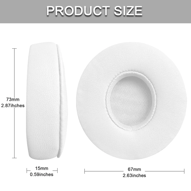 Alt view image 2 of 7 - Replacement Ear Pads for Beats Solo 2 & Solo 3 Wireless On-Ear Headphones, Replacement EarPads Cushions Headphones Covers with Memory Noise Isolation Foam Softer Leather-White