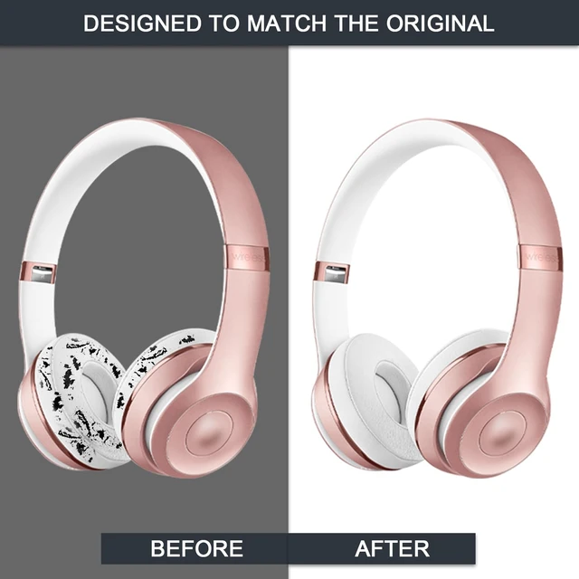 Alt view image 6 of 7 - Replacement Ear Pads for Beats Solo 2 & Solo 3 Wireless On-Ear Headphones, Replacement EarPads Cushions Headphones Covers with Memory Noise Isolation Foam Softer Leather-White