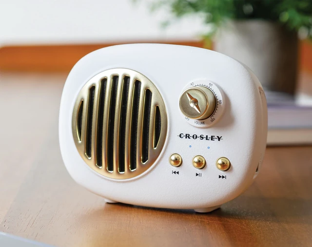 Alt view image 6 of 7 - CR3044A-WH Piper Portable Bluetooth Speaker, White Bluetooth In, Rechargeable Lithium-Ion Battery, Up to 28 Hours of Listening at 50% Volume, FM Radio, USB Playback