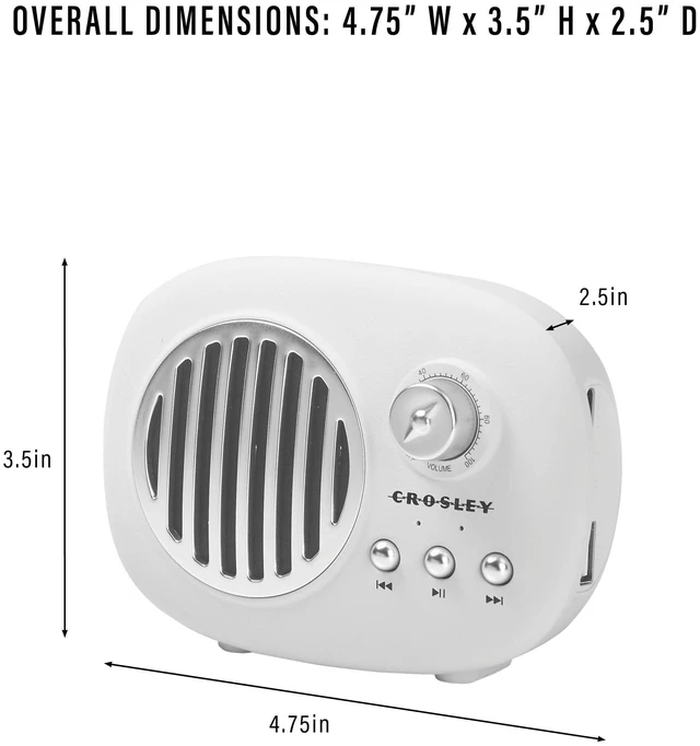 Alt view image 7 of 7 - CR3044A-WH Piper Portable Bluetooth Speaker, White Bluetooth In, Rechargeable Lithium-Ion Battery, Up to 28 Hours of Listening at 50% Volume, FM Radio, USB Playback