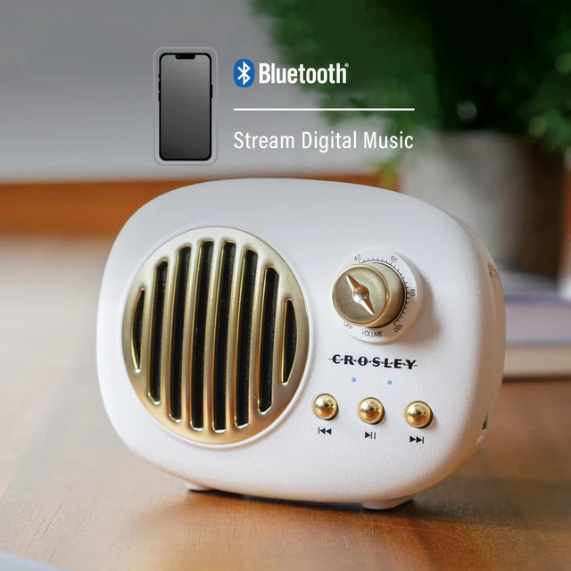 Alt view image 4 of 7 - CR3044A-WH Piper Portable Bluetooth Speaker, White Bluetooth In, Rechargeable Lithium-Ion Battery, Up to 28 Hours of Listening at 50% Volume, FM Radio, USB Playback