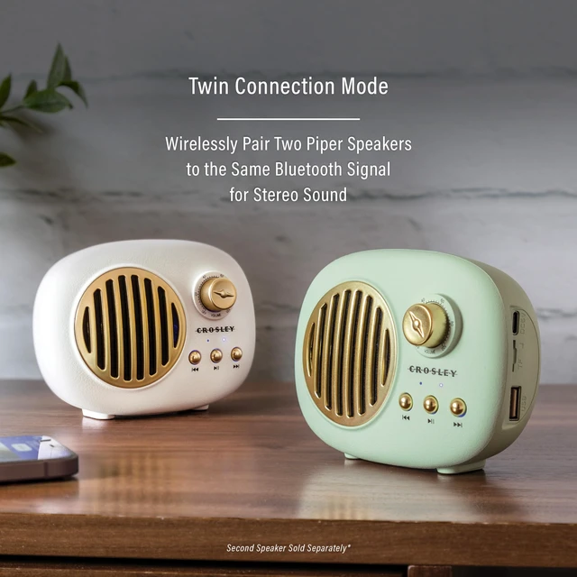 Alt view image 5 of 7 - CR3044A-WH Piper Portable Bluetooth Speaker, White Bluetooth In, Rechargeable Lithium-Ion Battery, Up to 28 Hours of Listening at 50% Volume, FM Radio, USB Playback
