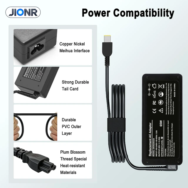 Alt view image 4 of 6 - 65W Laptop Charger Compatible with Lenovo Thinkpad T470 T460 T470S T440 T440S T440P T450 T460S T560 E440 E450 E550 E560 G50 G50-70 Z50 Z50-70 ADLX65NLC2A ADLX65NCC3A Adapter Power Supply Cord