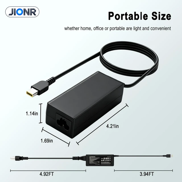 Alt view image 5 of 6 - 65W Laptop Charger Compatible with Lenovo Thinkpad T470 T460 T470S T440 T440S T440P T450 T460S T560 E440 E450 E550 E560 G50 G50-70 Z50 Z50-70 ADLX65NLC2A ADLX65NCC3A Adapter Power Supply Cord
