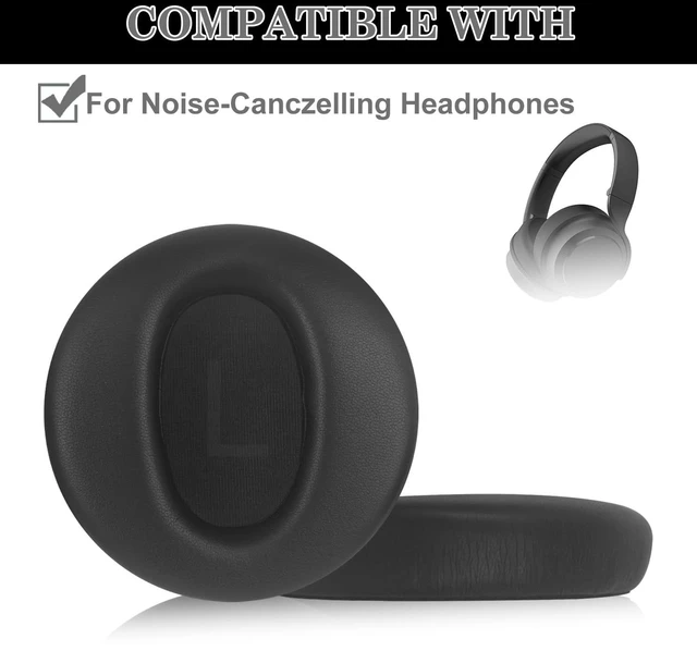Alt view image 2 of 6 - Replacement Ear Pads for Wyze Headphones, Protein Leather, Black Soft protein leather with memory foam, noise isolating, snap-on installation, replacement cushions for Wyze headphones