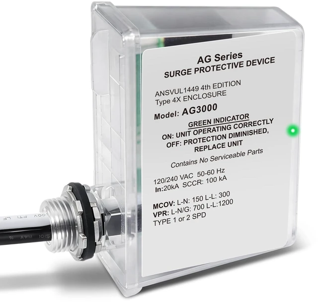 Main image of HVAC Surge Protector for AG3000 120/240V, House Surge Protectors, AC Surge Protector, Universal Surge Protective Device, Watertight Enclosure