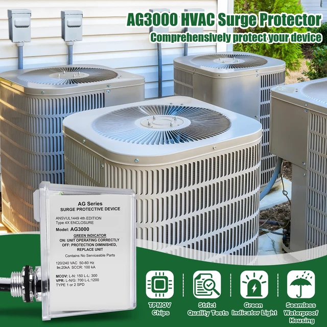 Alt view image 2 of 7 - HVAC Surge Protector for AG3000 120/240V, House Surge Protectors, AC Surge Protector, Universal Surge Protective Device, Watertight Enclosure
