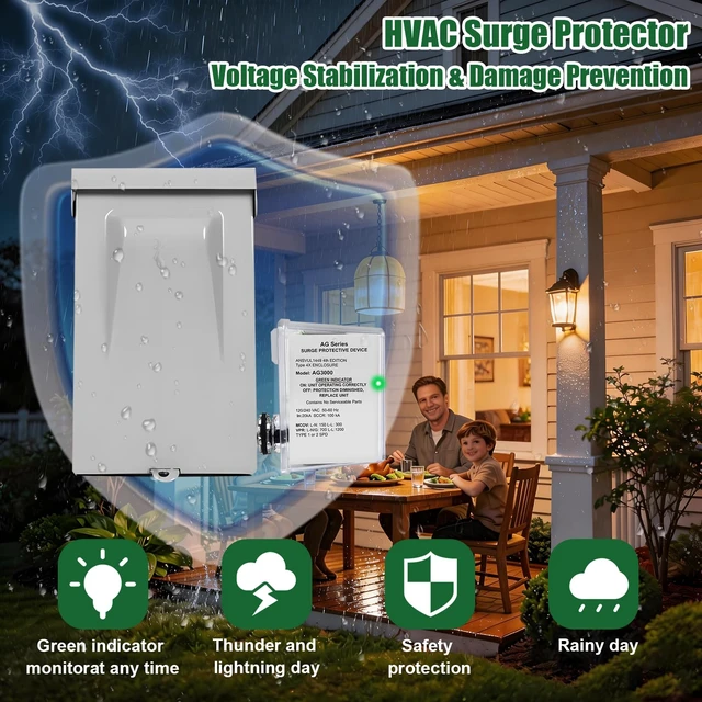 Alt view image 3 of 7 - HVAC Surge Protector for AG3000 120/240V, House Surge Protectors, AC Surge Protector, Universal Surge Protective Device, Watertight Enclosure