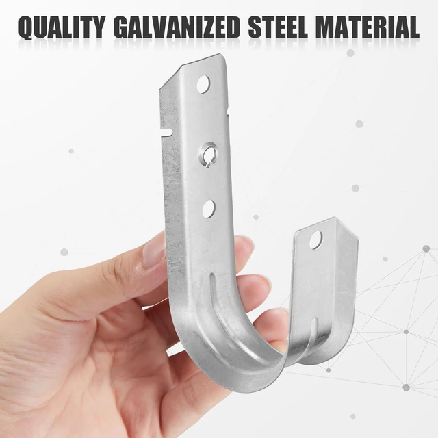 Alt view image 3 of 7 - 60 Pcs 2 Inch Cable Support Galvanized Steel J Hooks for Hanging Heavy Duty Silver J Hook with Screw Holes, Wall Mount for Vertical Surfaces, Efficient Cable Organization Solution