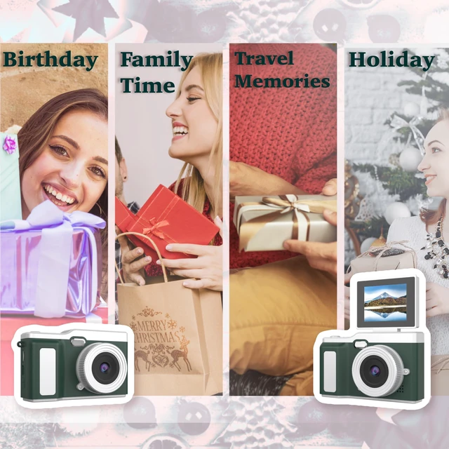 Alt view image 7 of 7 - Digital Camera, Digital Camera with Flip Screen Portable Camera (Green) 180° Flip Screen, Point and Shoot for Photography Retro Collectible Camera for Beginner, Travel, Parties, Birthday