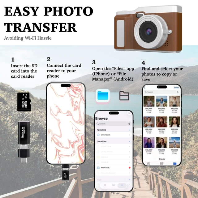 Alt view image 7 of 7 - Digital Camera, Digital Camera with Flip Screen Portable Camera (Brown) 180° Flip Screen, Point and Shoot for Photography Retro Collectible Camera for Beginner, Travel, Parties, Birthday