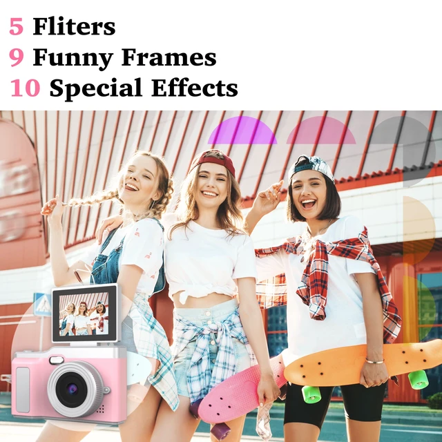 Alt view image 4 of 7 - Digital Camera, Digital Camera with Flip Screen Portable Camera (Pink) 180° Flip Screen, Point and Shoot for Photography Retro Collectible Camera for Beginner, Travel, Parties, Birthday