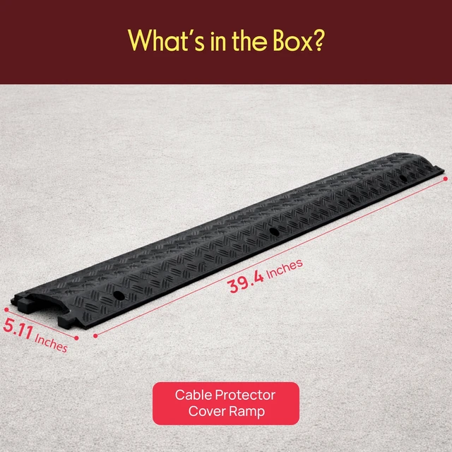 Alt view image 3 of 7 - 40-Inch Rubber Cable Protector Ramp - Channel Heavy Floor Cord Concealer for Extension Cords & Hoses, Driveway Protective Covering Armor, 11,000 lbs Load Capacity, Indoor/Outdoor Use (Pack of 2)