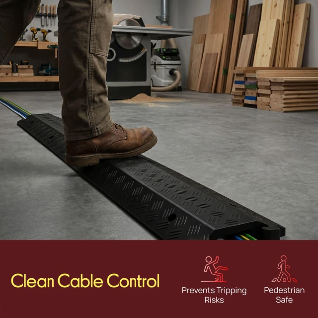 Alt view image 4 of 7 - 40-Inch Rubber Cable Protector Ramp - Channel Heavy Floor Cord Concealer for Extension Cords & Hoses, Driveway Protective Covering Armor, 11,000 lbs Load Capacity, Indoor/Outdoor Use (Pack of 2)
