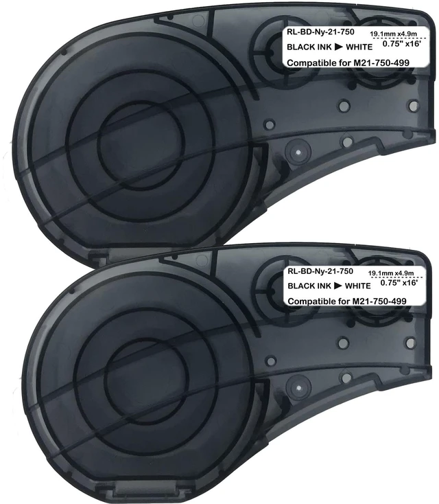 Main image of Compatible Label Tape Replacememt for M21-750-499 Cartridge with Ribbon 3/4 inches Nylon Labels Tape,Work with BMP21-PLUS/LAB,M210 LAB M211,Black on White Nylon Cloth Film -0.75" Width-2 Pack