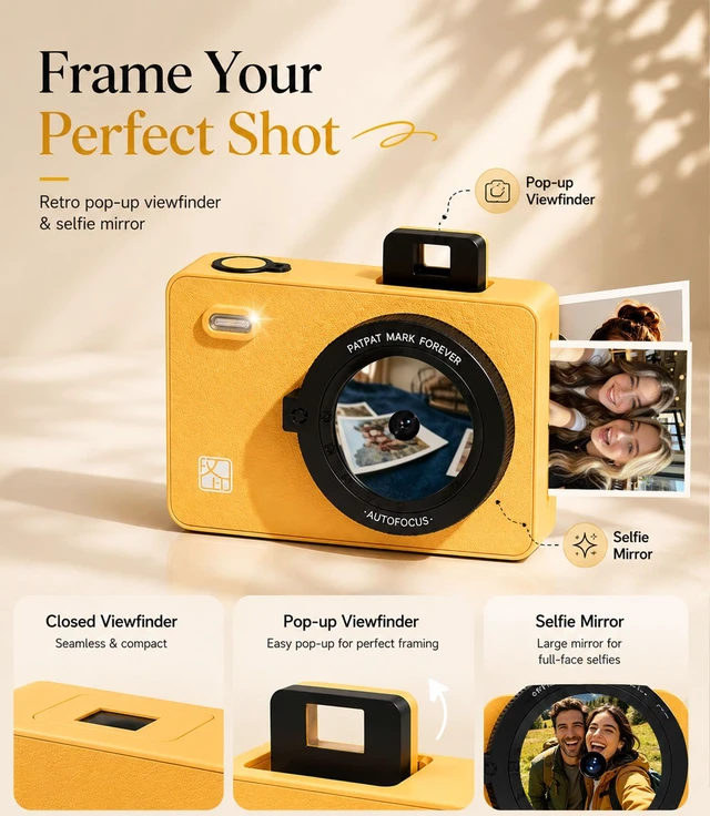Alt view image 3 of 7 - Z5S 2x3 Instant Camera, Photo Printer for iPhone Android, 30 Sheet, Yellow Portable Bluetooth Printer for iPhone Android Smartphone Compatible,300 DPI Dye Sublimation, Gift, Kids, Fade Resistant