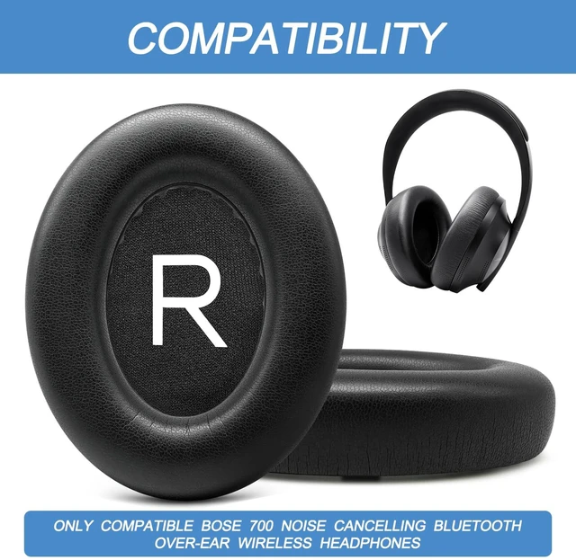 Alt view image 2 of 7 - Ear Pads Replacement for Bose NC700, Black Earpads for Bose Noise Cancelling Headphones 700, Soft Protein Leather, High-density Memory Foam