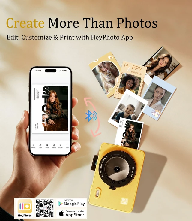 Alt view image 5 of 7 - Z5S 2x3 Instant Camera, Photo Printer for iPhone Android, 30 Sheet, Yellow Portable Bluetooth Printer for iPhone Android Smartphone Compatible,300 DPI Dye Sublimation, Gift, Kids, Fade Resistant