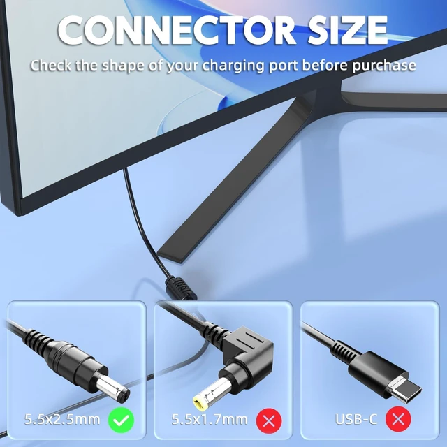 Alt view image 2 of 6 - 12V 6A 72W Monitor Power Adapter for Sceptre EC Series Curved 5.5x2.5mm Tip, 18AWG Copper Core, Silent Fanless, FCC CE RoHS Certified, for Supersonic SC