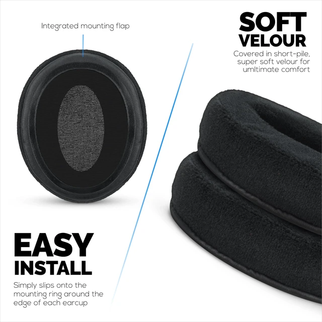 Alt view image 4 of 7 - Replacement Velour Earpads for Sennheiser HD4.50BT HD4.50BTNC HD450BT HD4.50SE HD4.40BT HD4.30G HD4.20S HD458BT HD450 HD400S HD 350BT. Soft Velour & Memory Foam for Extra Comfort - (Black)