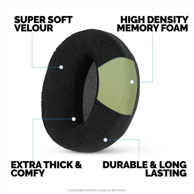 Alt view image 3 of 7 - Replacement Velour Earpads for Sennheiser HD4.50BT HD4.50BTNC HD450BT HD4.50SE HD4.40BT HD4.30G HD4.20S HD458BT HD450 HD400S HD 350BT. Soft Velour & Memory Foam for Extra Comfort - (Black)
