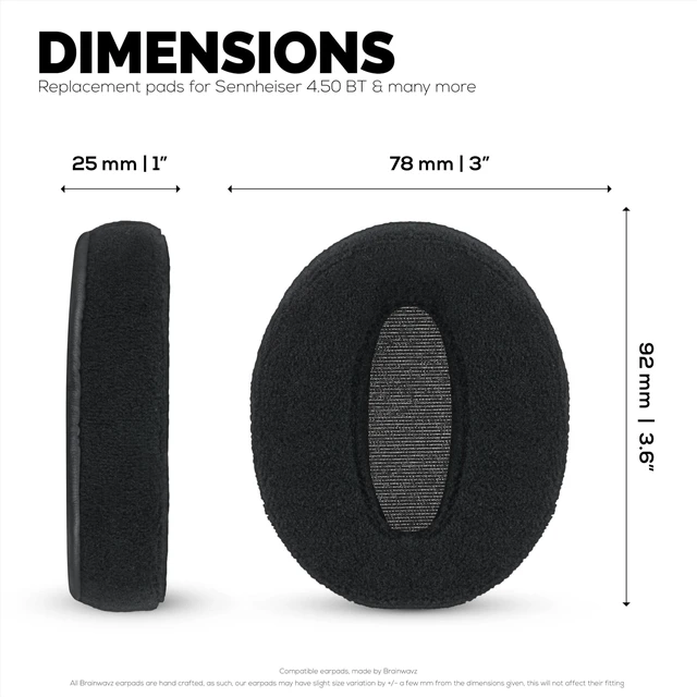 Alt view image 5 of 7 - Replacement Velour Earpads for Sennheiser HD4.50BT HD4.50BTNC HD450BT HD4.50SE HD4.40BT HD4.30G HD4.20S HD458BT HD450 HD400S HD 350BT. Soft Velour & Memory Foam for Extra Comfort - (Black)