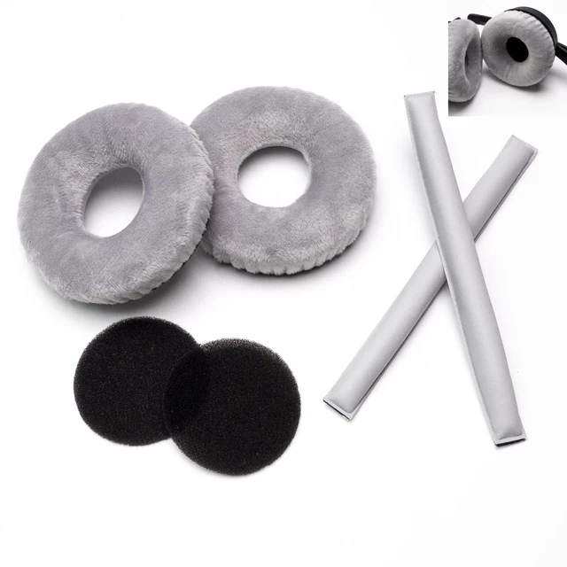 Main image of Ear Pads Headband for Sennheiser HD25, HD250BT, HMD25, Grey Velour Complete Kit: Ear Pads & Headband & 2 Foam Tuning Discs