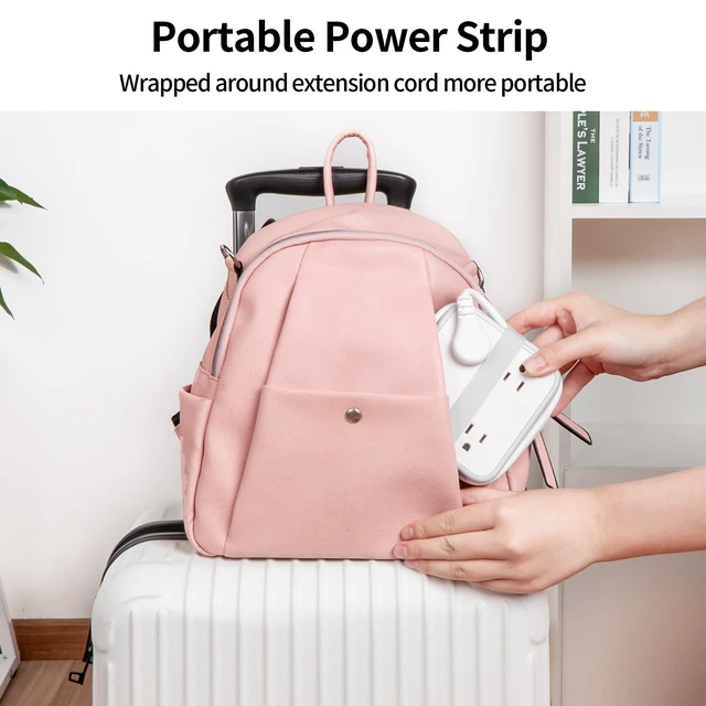 Alt view image 6 of 7 - Flat Plug Power Strip - 8 Widely Outlets with 3 USB (1 USB C), 3 Side Outlet Extender, 5 ft Extension Cord, Wall Mount, Overload Protection, Compact Power Strip for Home Office Dorm Room