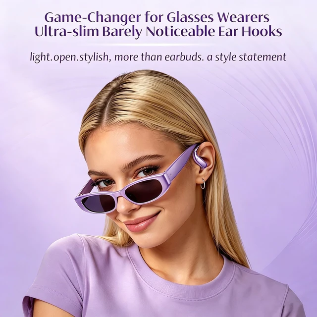 Alt view image 2 of 7 - Semi Open Over Ear Earbuds Wireless Bluetooth Semi Open Ear Headphones Air Conduction Earbuds with Over-Ear Hooks Open Ear Buds Out of Ear Headphones