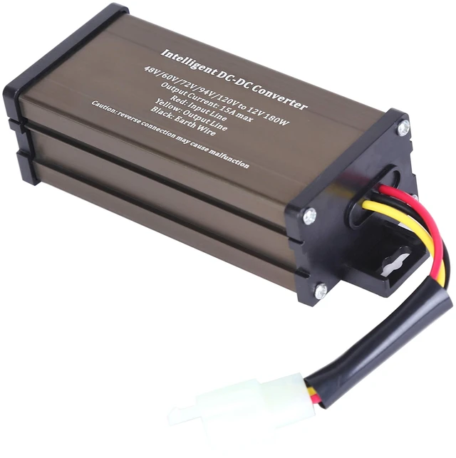 Main image of DC-DC 120V 108V 96V 84V 72V 60V 48V Volt Voltage to 12V Step Down Voltage Reducer Regulator 180W 15A for Scooters & Bicycles Golf Cart