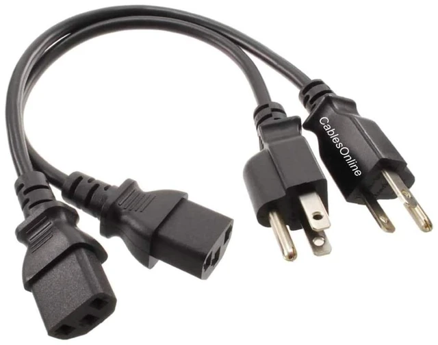 Main image of CablesOnline 2-Pack 1ft. Short 3-Conductor PC Power Cord, 18AWG, NEMA 5-15p to IEC C13 Cable, PC-111-2