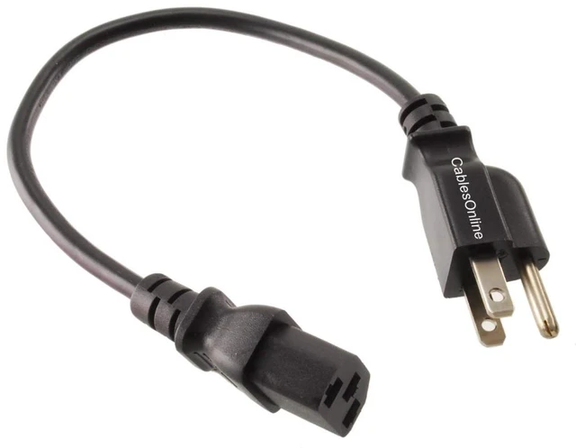 Alt view image 2 of 4 - CablesOnline 2-Pack 1ft. Short 3-Conductor PC Power Cord, 18AWG, NEMA 5-15p to IEC C13 Cable, PC-111-2