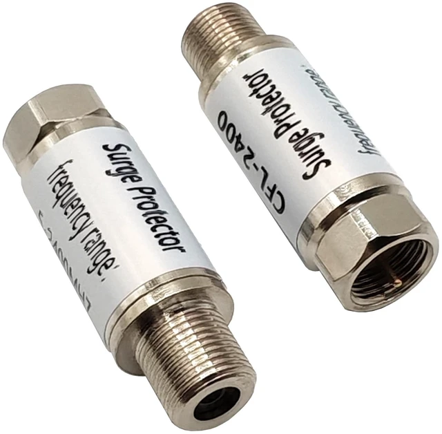 Main image of Surge Protector for TV F Male to Female Coax Lightning Arrestor 75OHM for Satellite,Coaxial TV Antenna 2pcs