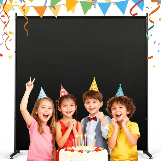 Main image of Black Photography Backgroud/Backdrop Width Adjustable Thick & Opaque Fabric for Studio, Party, or Video Backdrop Perfect for Single Panel Room Divider/Privacy Screen (Black, 6FT X 6FT)